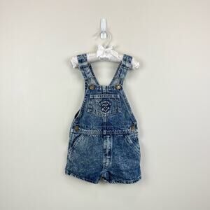 Vintage OshKosh B'gosh Acid Wash Denim Smiley Shortalls 4T USA